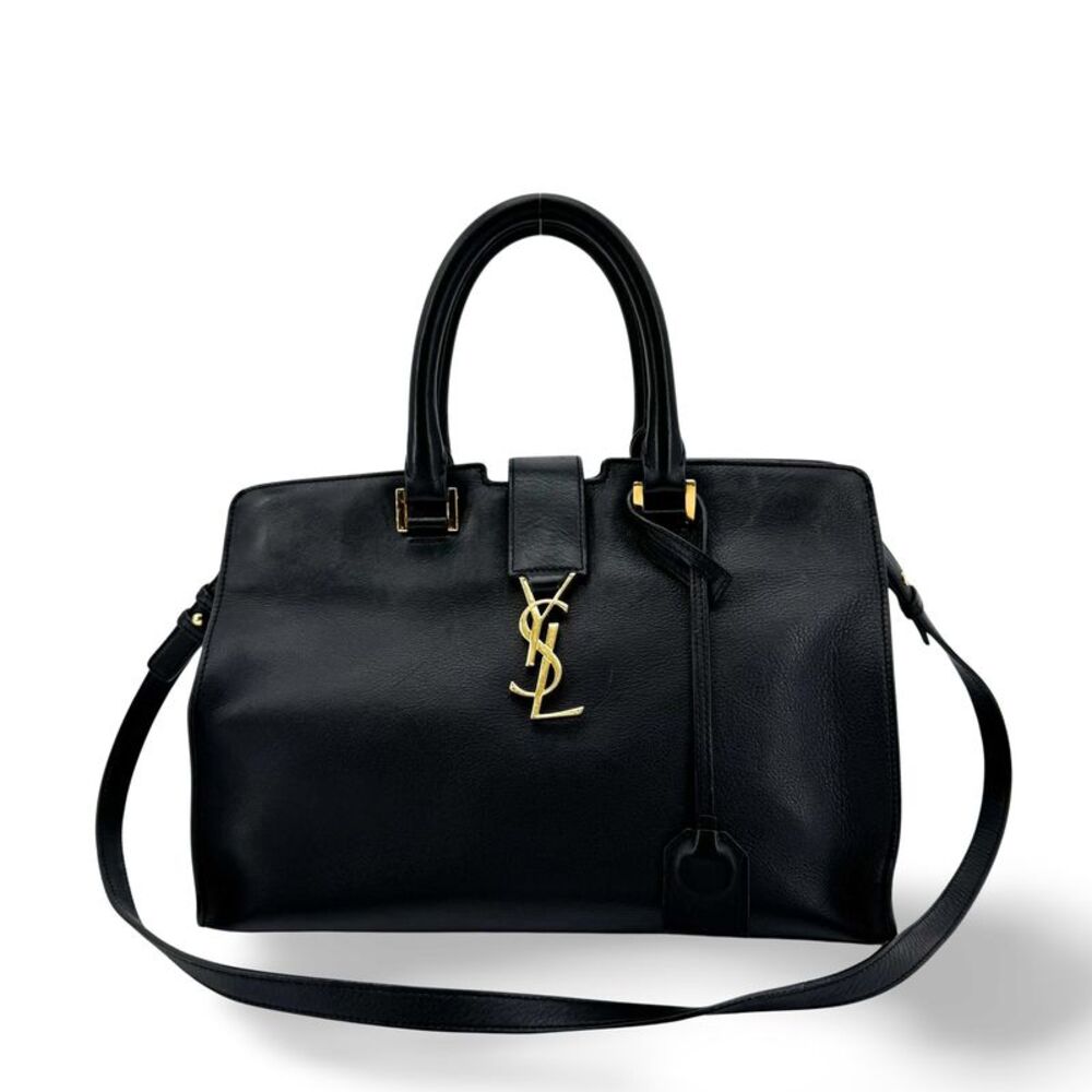 Saint Laurent Monogram Cabas Bag Small Black Gold Hardware